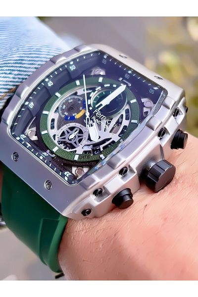 Ferrucci FERRUCCİ CHRONOMETER FUNCTIONAL SILICONE CORD MEN'S WRISTWATCH+WRISTBAND GIFT