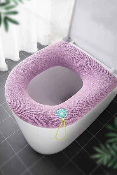 Emmaisie Yumuşak Dokulu Esnek Yıkanılabilir Klozet Kapağı Kılıfı Klozet Kapağı Örtüsü - Pembe