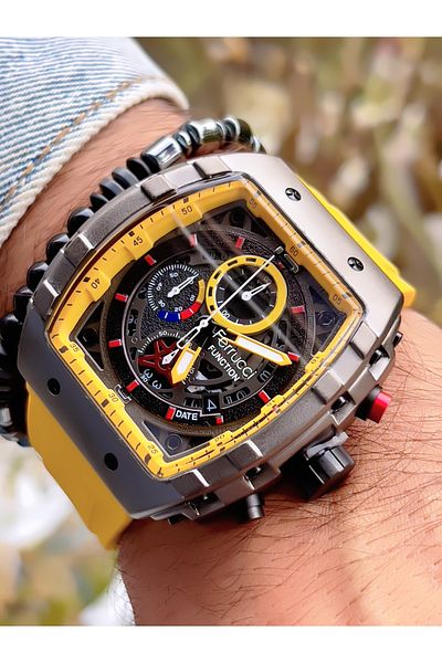 Ferrucci FERRUCCİ CHRONOMETER FUNCTIONAL SILICONE CORD MEN'S WRISTWATCH+WRISTBAND GIFT