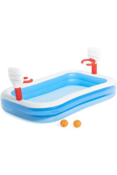 BESTWAY Large Size Inflatable Children's Pool with Basket Hoop and Balls,54122