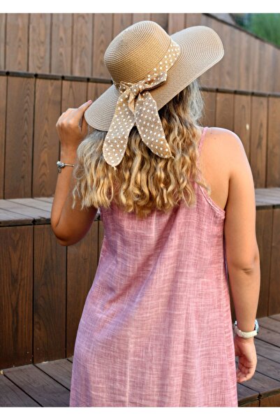 Bohemian Women's Pink Natural Cotton Woven Strap Dress