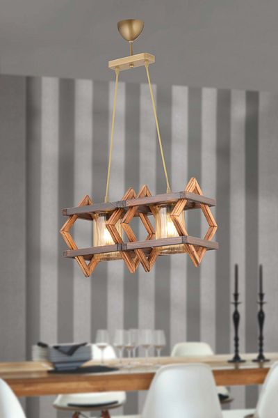 BCD TASARIM AYDINLATMA Diamond Double - Chandelier Gold Great Design Installation, Compatible with All Aroundings