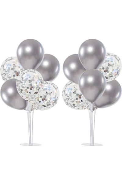 Parti Station Suport pentru baloane argintiu cu picior