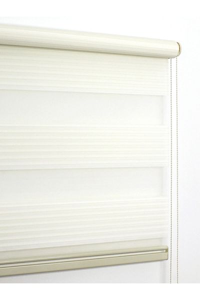 buperde Ecru (Light Cream) Wide Pleated Pleated Zebra Roller Blinds
