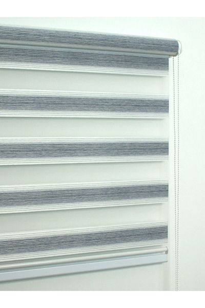 buperde Gray White Transitional Bamboo Zebra Roller Blinds