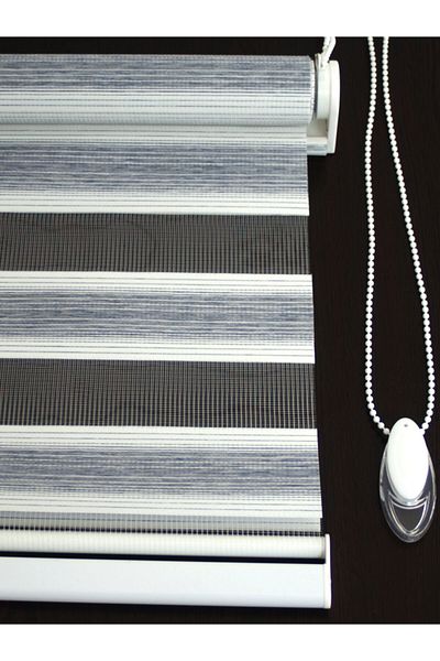 buperde Gray White Transitional Bamboo Zebra Roller Blinds