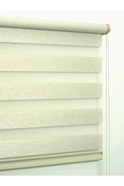 buperde Simli Ekru (açık Krem) Bambu Zebra Stor Perde