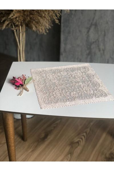 WENESSİ Rose Pattern Knitted Napkin 6 Pieces 30 X 30 (brown)