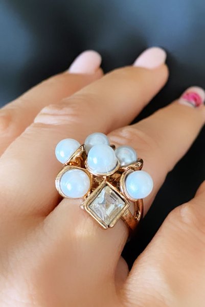Clare's Store خاتم برونزي مرصع باللؤلؤ