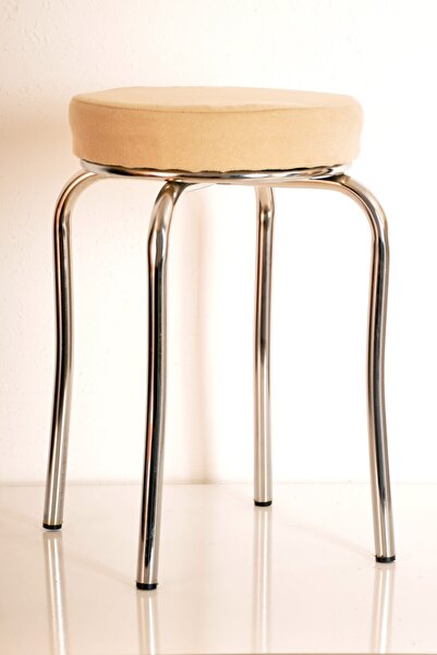 yılmaz masacılık Krem Tay Tüyü Profil Tabure Metal Tabure Mutfak Taburesi Kal...