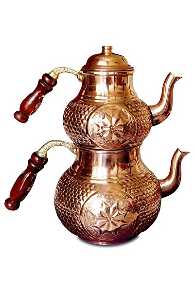 Binbir Trend El Yapımı Yıldız Petek Zımba Bakır Çaydanlık Takımı