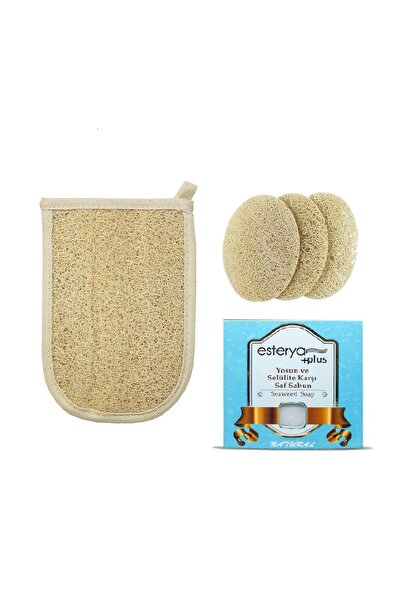 The Pure Therapy Kabak Banyo Eldiveni 3adet Yüz Peeling Disk Ve Selülite Karş...