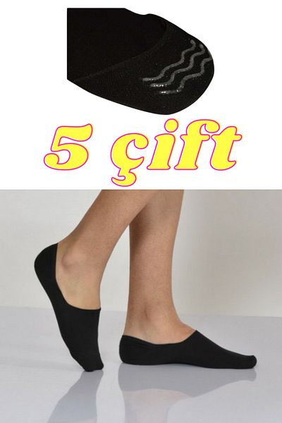 socksbox 5 ζευγάρια μαύρες ανδρικές κάλτσες μπαλαρίνας σιλικόνης χωρίς ραφή