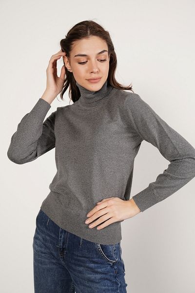 Trist Star Dark Gray 100% Organic Cotton Turtleneck Knitwear Sweater Knitted Blouse