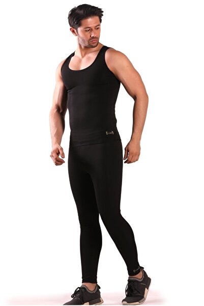 lovebox Large Size Fat Burning Slimming Sweating Black Men's Athlete Sauna Thermal One Piece Top