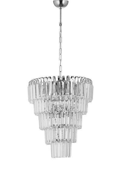 Çakır Aydınlatma Şelale 40 cm 5 Layer Crystal Stone Chrome Silver Pendant Lamp Chandelier - Çakır Avize