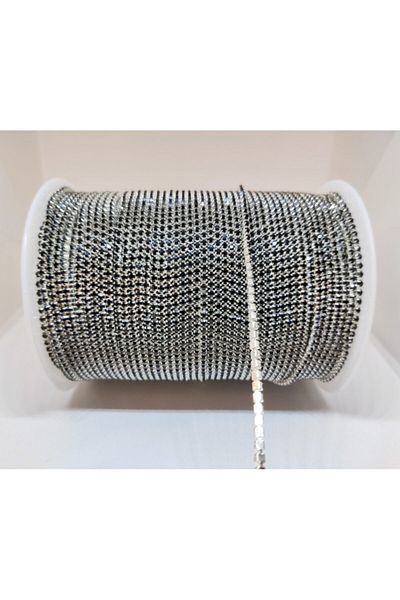 yiğit aksesuar Ss8-2 Mm Crystal Glass Stone Συμπαγής λωρίδα Μαύρη 2 μέτρα