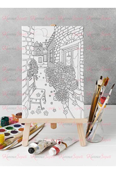 KanvasSepeti Cizgili Boyanabilir Tuval Tablo 40x30cm