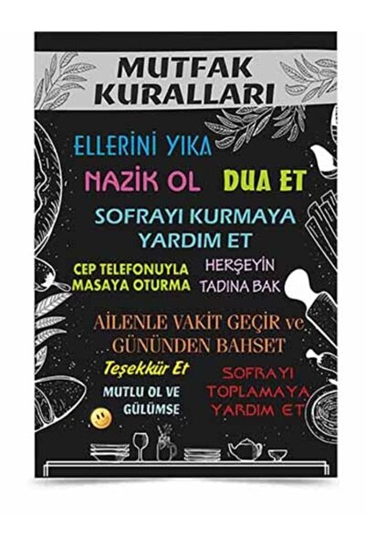 Vice Dekoratif Mutfak Kuralları Pvc Levha (30 X 42 Cm)
