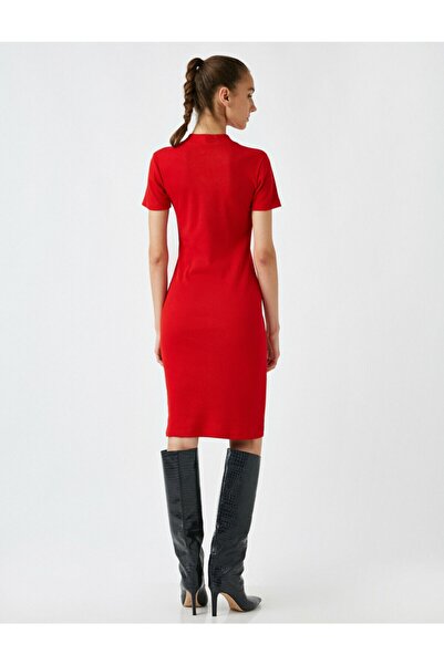 Koton Női piros, rövid ujjú, bő nyakú ruha