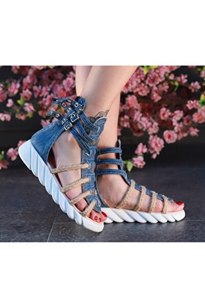 StarBlueMooN Women's Blue Denim Sandals