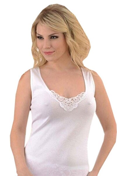 Tutku İç Giyim Kadın Güpürlü Geniş Askılı Atlet 3 Lü Paket