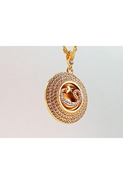 NETİCE ÖYLEK Kadın Taş Işlemeli Vav Harfli Kolye