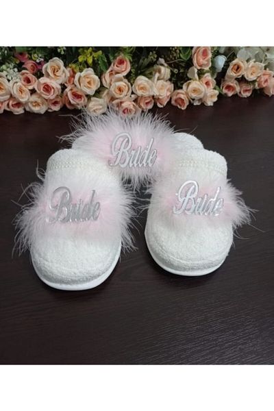 SÜSLÜTASARIM Bride Bridal Slippers and Crown Set – Slippers – Slippers – Slippers