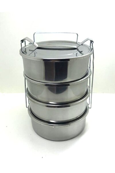 Abant Sefer Tası 14x6 4'lü Yemek Kabı Paslanmaz Çelik Sefer Tası Dörtlü Sefer...