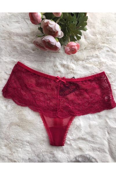 Helena Paris Women's Burgundy Lace High Waist Large Size Thong