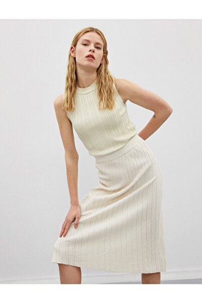 Koton Women's Pleated Midi Knitwear Skirt