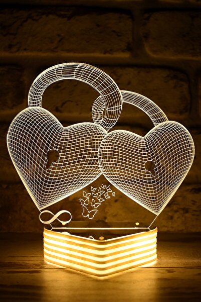 Hediye Kovanı قفل القلب هدية للحبيب مظهر ثلاثي الأبعاد بمصباح LED
