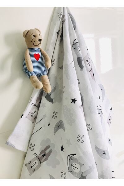 JUNİPERUS Sevimli Ayıcık Çok Amaçlı Müslin Örtü Battaniye