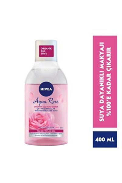 NIVEA Aqua Rose Organik Gül Suyu Içeren Çift Fazlı Temizleme Suyu 400 ml