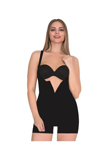 Form Time 9033 Corset scurt, negru, cu curea groasă, agrafată, pentru femei
