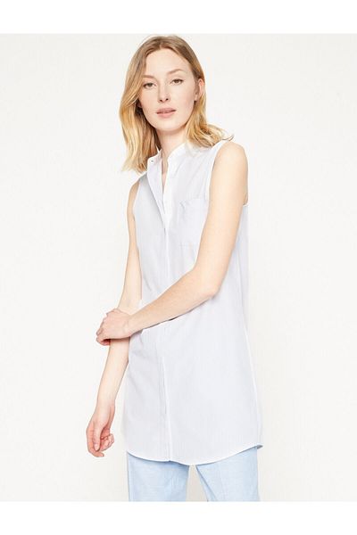 Koton Women's Blue Striped Tunic 7YAK62356YW