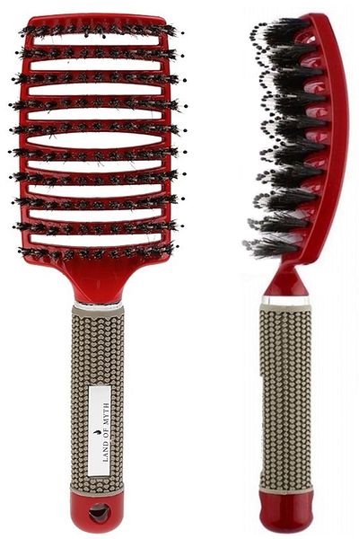 LAND OF MYTH Lom1076 Detangling Combing Brush, Antistatic, Ionic, For Adults & Children (red)