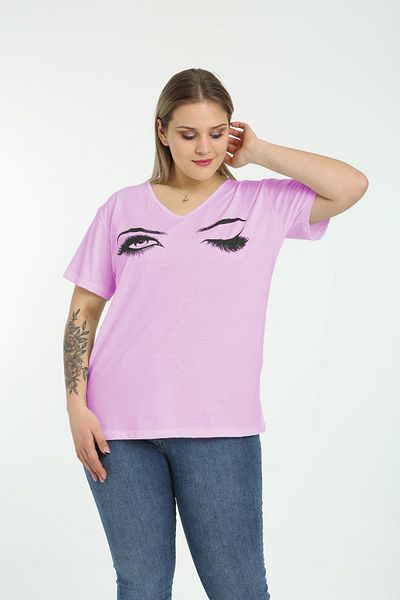 DİLARAS Plus Size V-Neck Blouse with Slit and Eye Detail