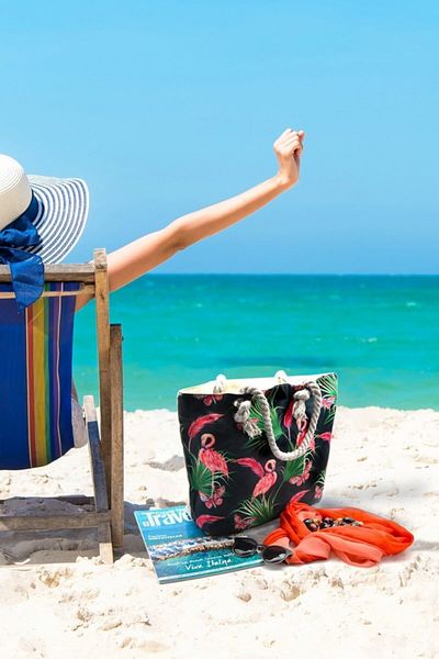 Moda1001 Γυναικεία αδιάβροχη τσάντα παραλίας με στάμπα Flamingo