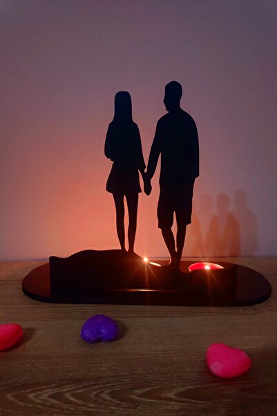 UTKU TASARIM Gün Batımı Üçlü Modern Dekoratif Siyah Mumluk Şamdan Söz-nişan T...