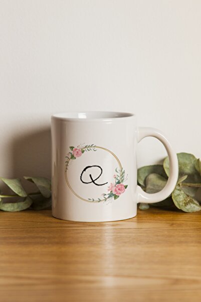 Generic Brand Porcelain - Iqra - Circle Flowered Letter Q Mug. .