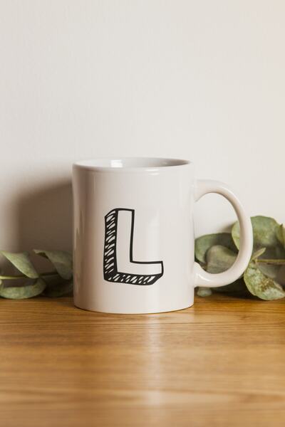 Generic Brand بورسلين - اقرأ - كوب فحمي حرف L. .