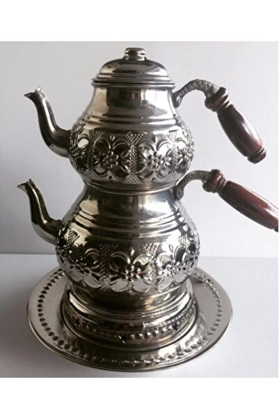 Hediye Vitrini Bakır Büyük Boy Çaydanlık Isıtıcıyla Beraber