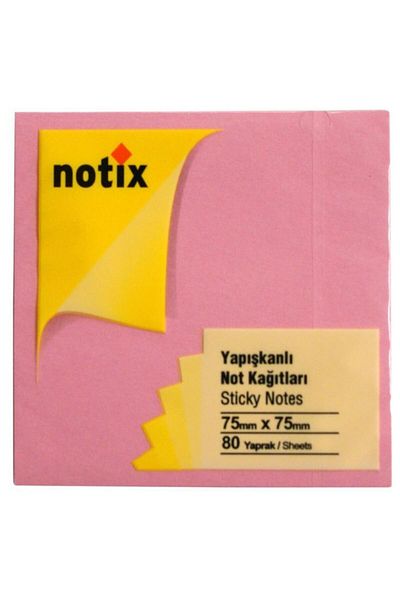 Notix ورق ملاحظات لاصق باللون الوردي الباستيل 80 ورقة 75x75 (12 قطعة)