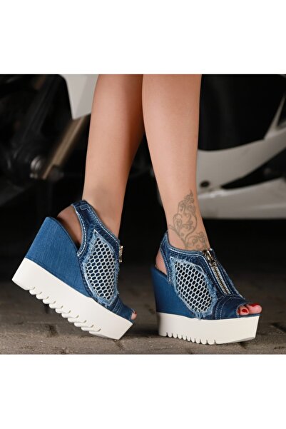 StarBlueMooN Kadın Kot Sandalet