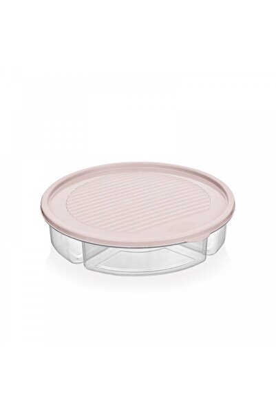 Bager Plastik حاوية تخزين مستديرة ذكية مكونة من 5 أقسام (2000 مل) للإفطار - وعاء للوجبات الخفيفة (وردي)