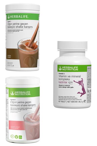 Herbalife Çikolatalı, Beyaz Çikolatalı Shake Ve Kadın Vitamini Birer Adet
