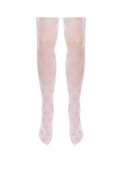 UNLIMITED LEGWEAR Kalp Desenli Pembe Dantel File Çocuk Külotlu Çorap