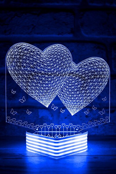 Hediye Kovanı 3D Heart Visual Led Lamp