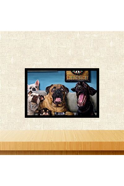 TAKIFİX Ρετρό Ξύλινος Πίνακας 20x30 cm με Σχέδιο Confused Dogs Tkfx5934
